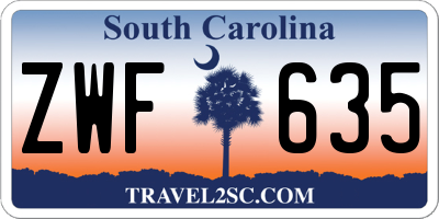 SC license plate ZWF635