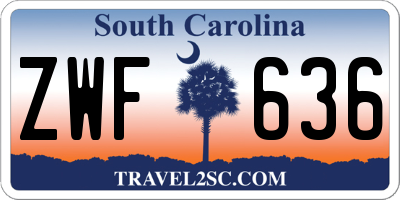 SC license plate ZWF636