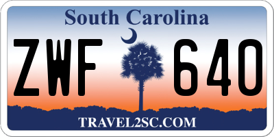 SC license plate ZWF640