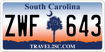 SC license plate ZWF643