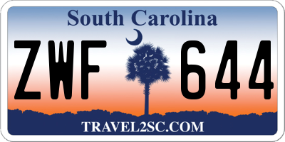 SC license plate ZWF644