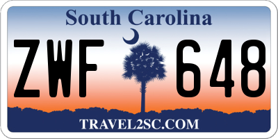 SC license plate ZWF648