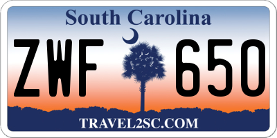 SC license plate ZWF650
