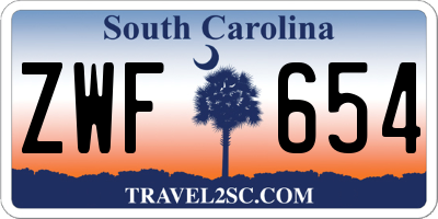SC license plate ZWF654
