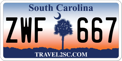 SC license plate ZWF667