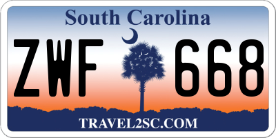 SC license plate ZWF668
