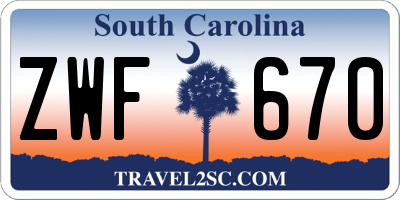 SC license plate ZWF670