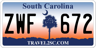 SC license plate ZWF672