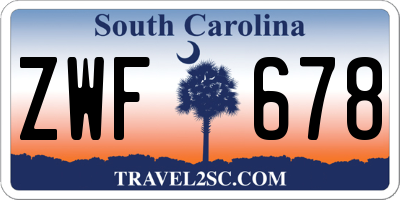 SC license plate ZWF678