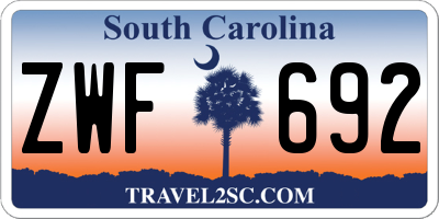 SC license plate ZWF692