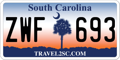 SC license plate ZWF693