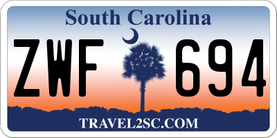 SC license plate ZWF694