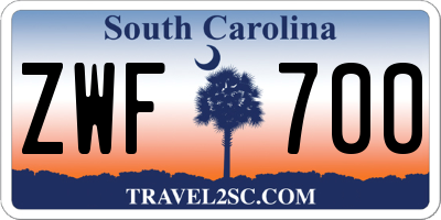 SC license plate ZWF700