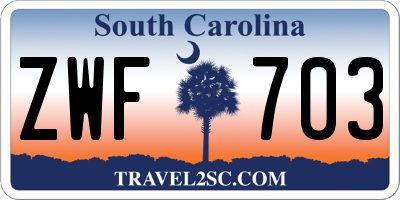 SC license plate ZWF703