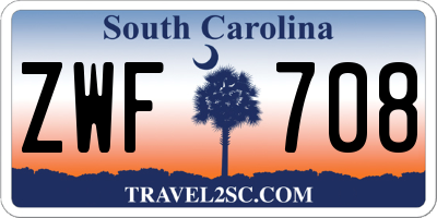 SC license plate ZWF708