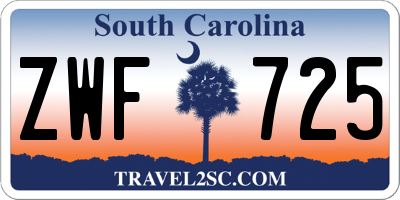SC license plate ZWF725
