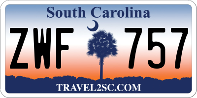 SC license plate ZWF757