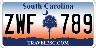 SC license plate ZWF789