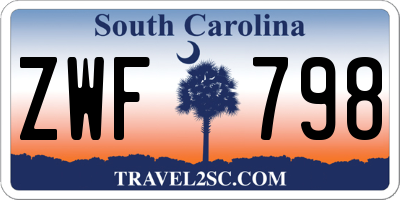 SC license plate ZWF798