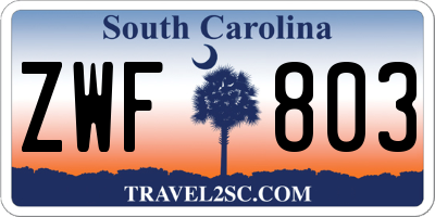 SC license plate ZWF803