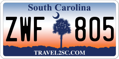 SC license plate ZWF805