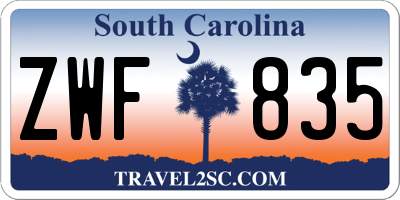 SC license plate ZWF835