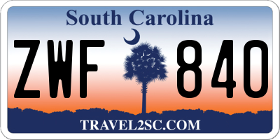 SC license plate ZWF840