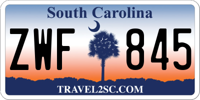 SC license plate ZWF845