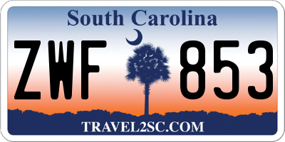 SC license plate ZWF853