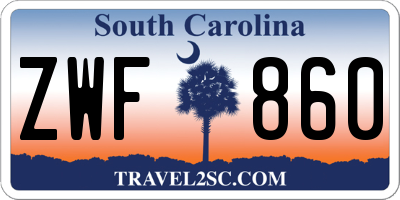SC license plate ZWF860