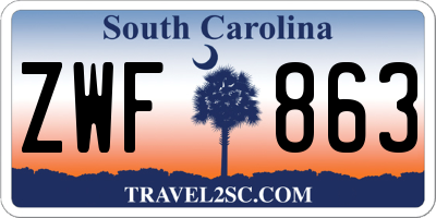 SC license plate ZWF863