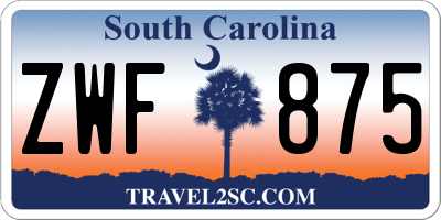 SC license plate ZWF875