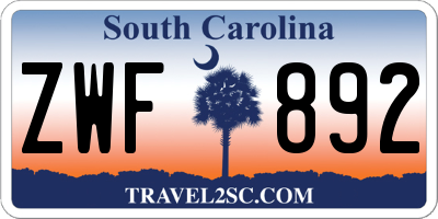 SC license plate ZWF892
