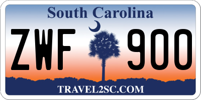 SC license plate ZWF900
