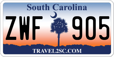 SC license plate ZWF905