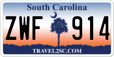 SC license plate ZWF914