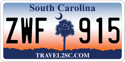 SC license plate ZWF915