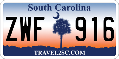 SC license plate ZWF916