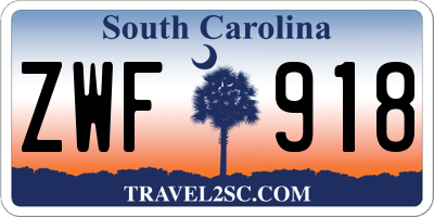 SC license plate ZWF918