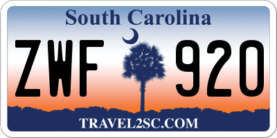 SC license plate ZWF920