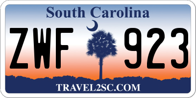 SC license plate ZWF923