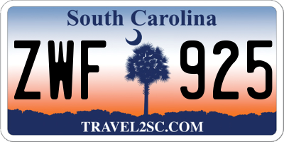 SC license plate ZWF925