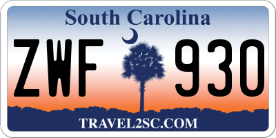 SC license plate ZWF930