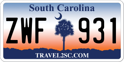 SC license plate ZWF931