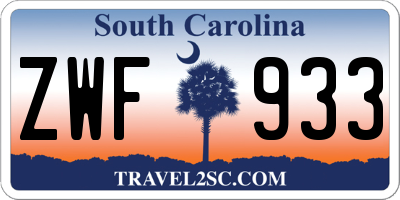 SC license plate ZWF933