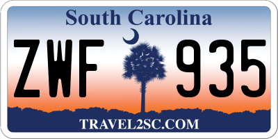 SC license plate ZWF935