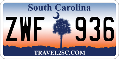 SC license plate ZWF936