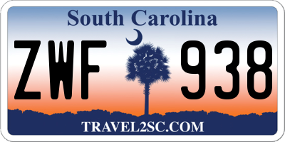SC license plate ZWF938
