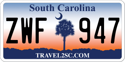 SC license plate ZWF947