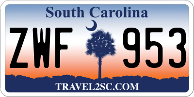 SC license plate ZWF953